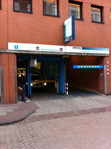Entrance to attended parking at Heinekenplein