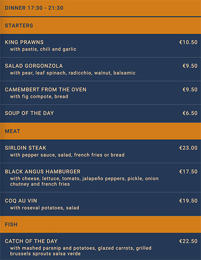 Cafe de Engelbewaarder - menu menu