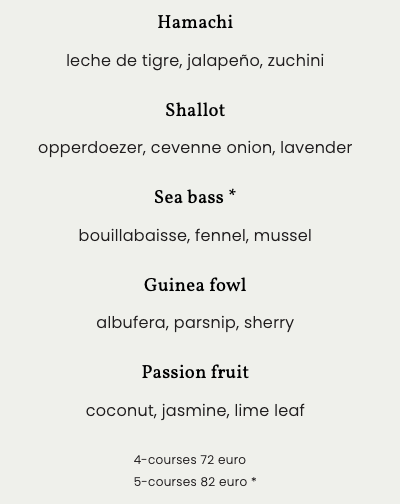 Restaurant Wolf Atelier - menu wolf